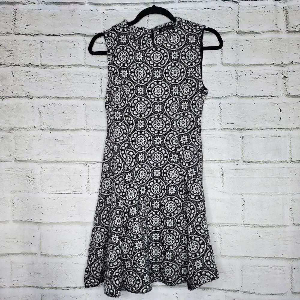 Zara black white geometric a line dress medium